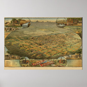 Phoenix Arizona 1885 Antiek Panorama Poster
