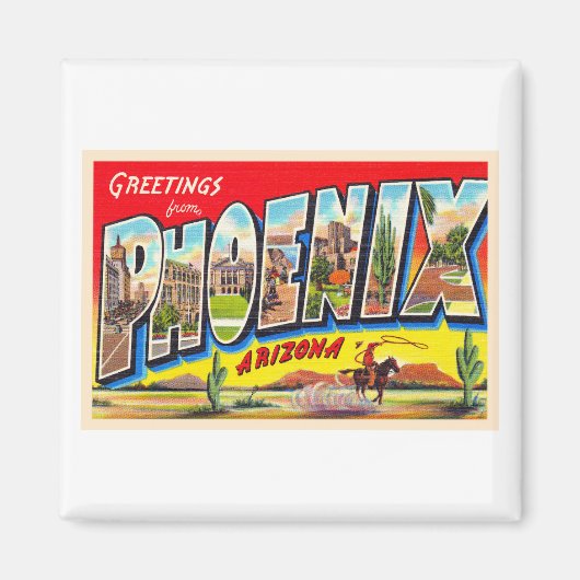 Phoenix Arizona AZ Vintage Large Letter Briefkaart Magneet (Voorkant)