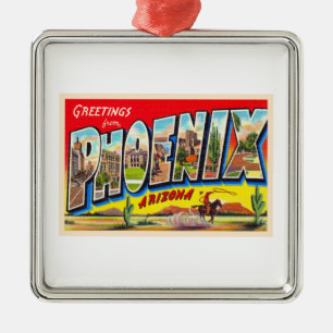 Phoenix Arizona AZ Vintage Large Letter Briefkaart Metalen Ornament