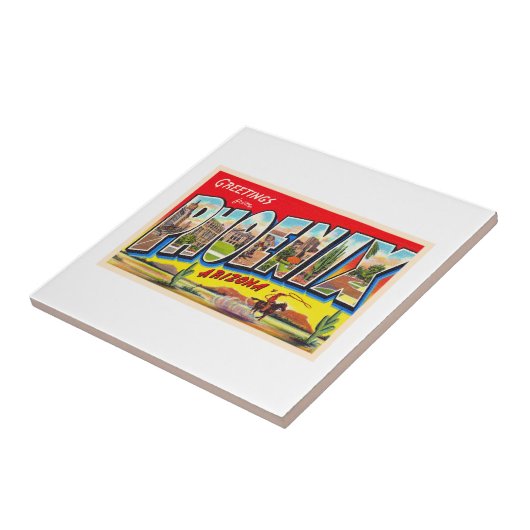 Phoenix Arizona AZ Vintage Large Letter Briefkaart Tegeltje (Zijkant)