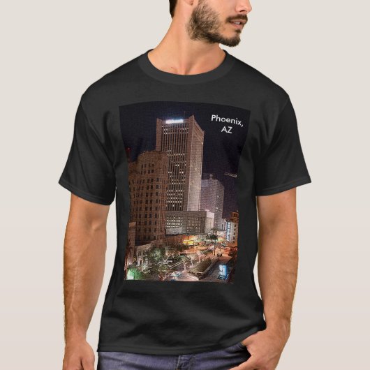Phoenix Arizona bij Night Skyscrapers Unisex T-shirt (Voorkant)