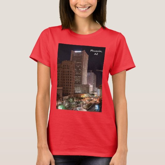 Phoenix Arizona bij Night Skyscrapers Womens T-shirt (Voorkant)