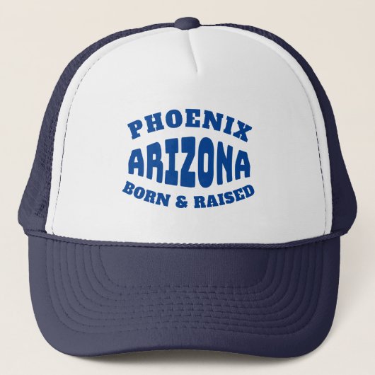 Phoenix Arizona Born and Raised Trucker Hat Pet (Voorkant)