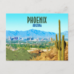 Phoenix Arizona City Cactus en Mountain  Briefkaart
