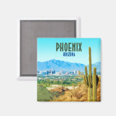 Phoenix Arizona City Cactus en Mountain  Magneet (Voorkant / Achterkant)