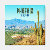 Phoenix Arizona City Cactus en Mountain  Magneet (Voorkant)
