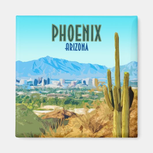 Phoenix Arizona City Cactus en Mountain  Magneet (Voorkant)