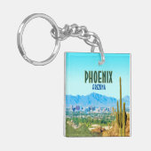 Phoenix Arizona City Cactus en Mountain  Sleutelhanger (Voorkant Links)