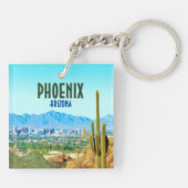 Phoenix Arizona City Cactus en Mountain  Sleutelhanger (Achterkant)