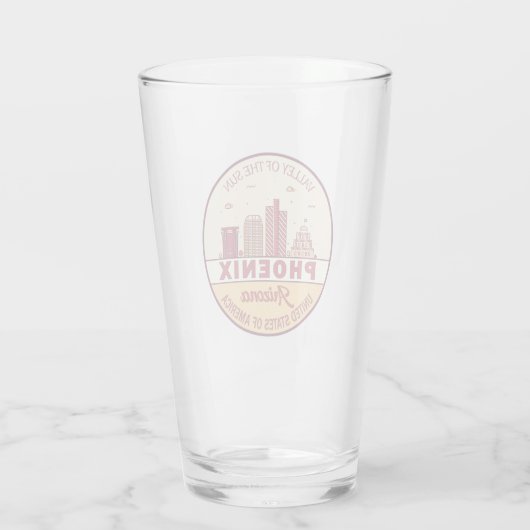 Phoenix Arizona City Skyline Emblem Glas (Achterkant)