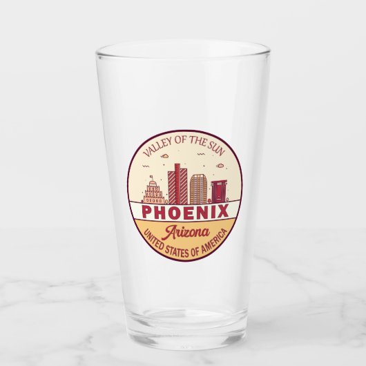 Phoenix Arizona City Skyline Emblem Glas (Voorkant)