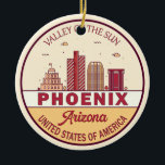 Phoenix Arizona City Skyline Emblem Keramisch Ornament<br><div class="desc">Phoenix minimalistisch,  kleurrijk kunstontwerp met monumenten en landmerken van de stad Arizona.</div>