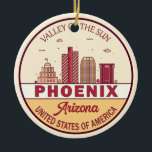 Phoenix Arizona City Skyline Emblem Keramisch Ornament<br><div class="desc">Phoenix minimalistisch,  kleurrijk kunstontwerp met monumenten en landmerken van de stad Arizona.</div>