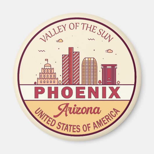 Phoenix Arizona City Skyline Emblem Magneet (Voorkant)