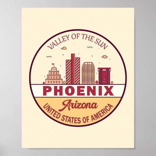 Phoenix Arizona City Skyline Emblem Poster (Voorkant)