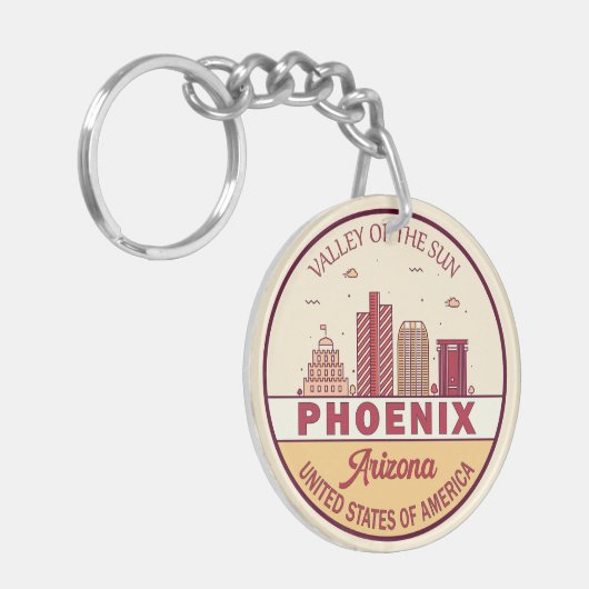 Phoenix Arizona City Skyline Emblem Sleutelhanger (Voorkant Links)
