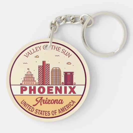 Phoenix Arizona City Skyline Emblem Sleutelhanger (Achterkant)
