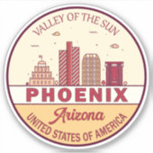 Phoenix Arizona City Skyline Emblem Sticker (Voorkant)
