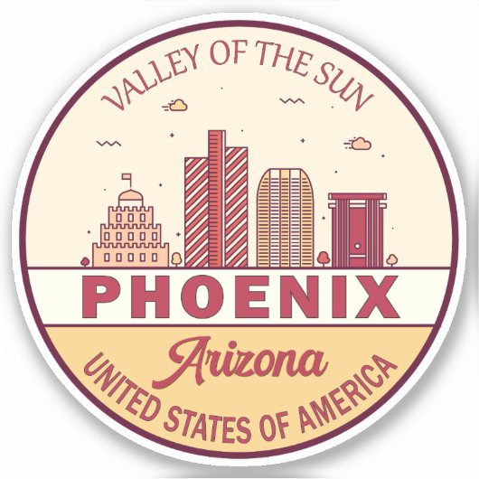 Phoenix Arizona City Skyline Emblem Sticker (Voorkant)