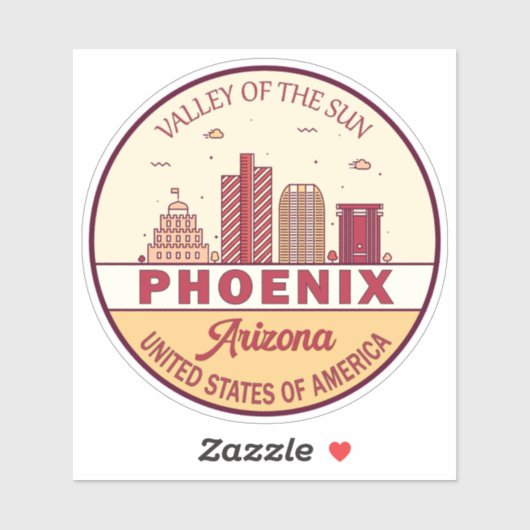 Phoenix Arizona City Skyline Emblem Sticker (Vel)