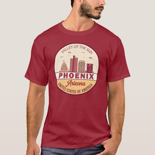 Phoenix Arizona City Skyline Emblem T-shirt (Voorkant)