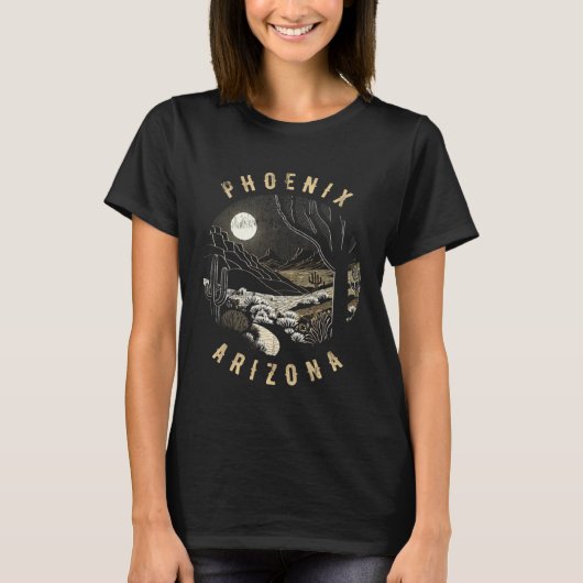 Phoenix Arizona Desert At Night Painting T-shirt (Voorkant)