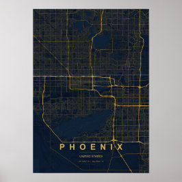 Phoenix Arizona gestileerde kaartprint Poster