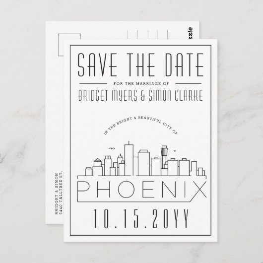 Phoenix, Arizona | Gestileerde skyline De datum op Briefkaart (Voorkant / Achterkant)