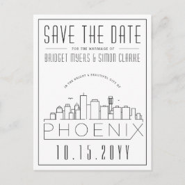 Phoenix, Arizona | Gestileerde skyline De datum op Briefkaart