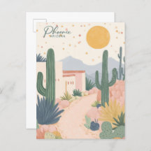 Phoenix Arizona Gouache Schilderillustratie Reizen