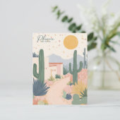Phoenix Arizona Gouache Schilderillustratie Reizen Briefkaart (Staand voorkant)