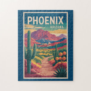 Phoenix Arizona Illustratie Reis Kunst Vintage Legpuzzel