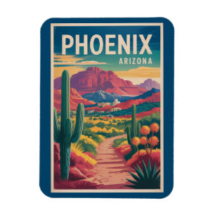 Phoenix Arizona Illustratie Reis Kunst Vintage Magneet