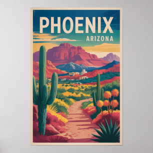 Phoenix Arizona Illustratie Reis Kunst Vintage Poster