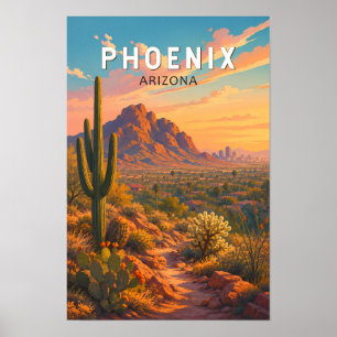 Phoenix Arizona Illustratie Reis Kunst Vintage Poster