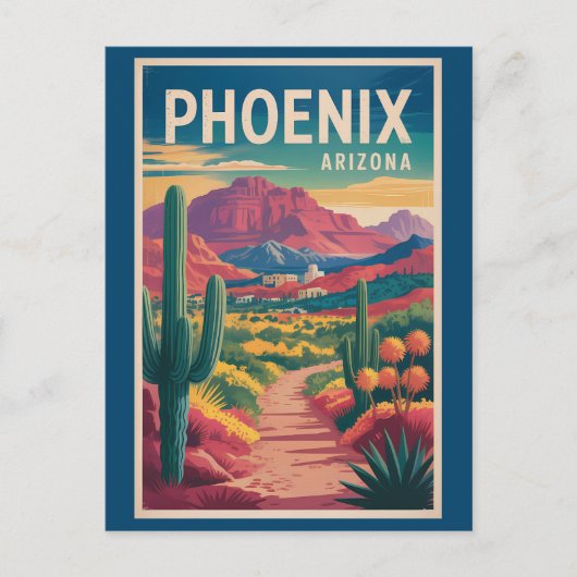 Phoenix Arizona Illustration Travel Art Vintage Briefkaart (Voorkant)