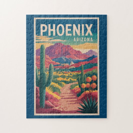 Phoenix Arizona Illustration Travel Art Vintage Legpuzzel (Verticaal)