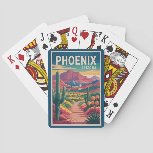 Phoenix Arizona Illustration Travel Art Vintage Pokerkaarten (Achterkant)
