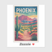 Phoenix Arizona Illustration Travel Art Vintage Sticker (Vel)