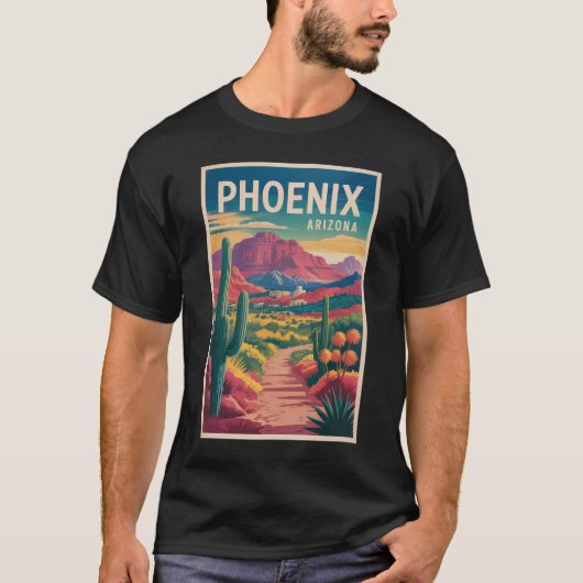 Phoenix Arizona Illustration Travel Art Vintage T-shirt (Voorkant)