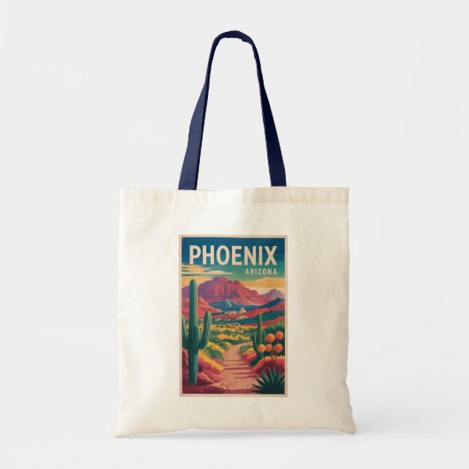 Phoenix Arizona Illustration Travel Art Vintage Tote Bag (Voorkant)