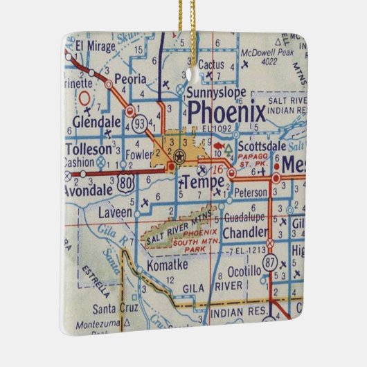 Phoenix Arizona  Kaart voor kerstversiering Keramisch Ornament (Rechts)