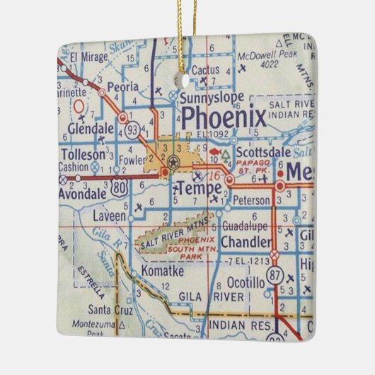 Phoenix Arizona Kaart voor kerstversiering Keramisch Ornament (Links)