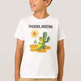 Phoenix Arizona Lizard in de zon onder een Saguaro T-shirt