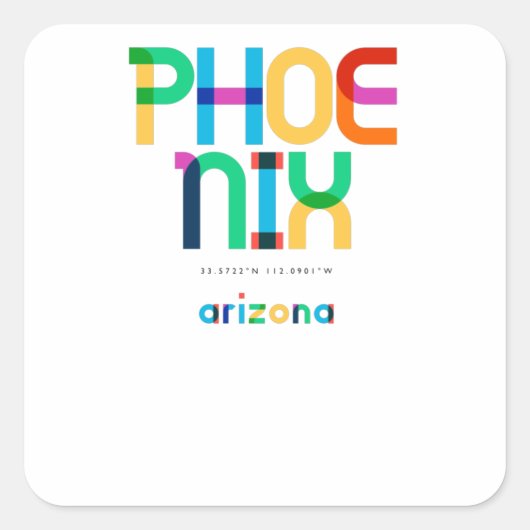 Phoenix Arizona Mid Century, Pop Art, Vierkante Sticker (Voorkant)