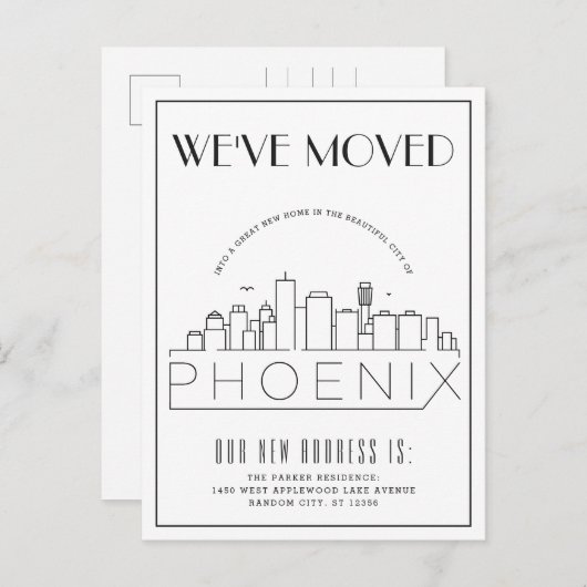 Phoenix, Arizona Modern Deco | Adreswijziging Aankondigingskaart (Voorkant / Achterkant)