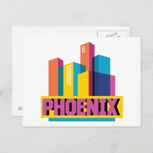 Phoenix, Arizona | Neon Skyline Briefkaart (Voorkant / Achterkant)