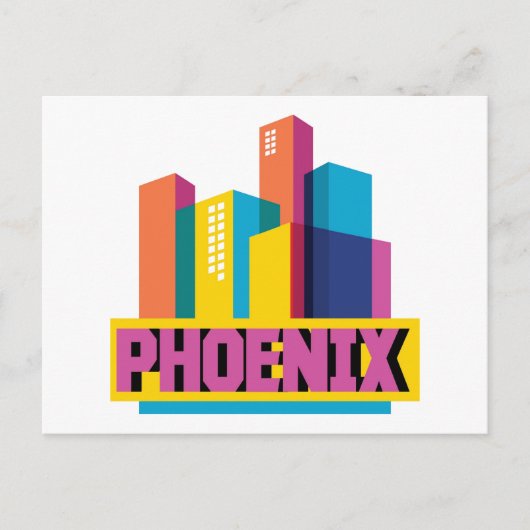 Phoenix, Arizona | Neon Skyline Briefkaart (Voorkant)