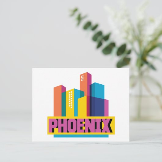 Phoenix, Arizona | Neon Skyline Briefkaart (Staand voorkant)