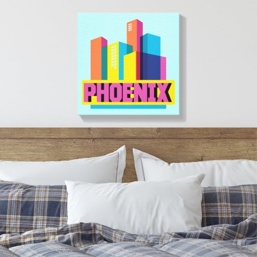 Phoenix, Arizona | Neon Skyline Canvas Afdruk (Insitu (Slaapkamer))